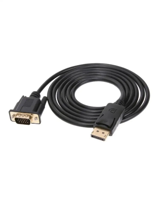 DisplayPort → VGA kabel 1.8 m, Full HD 1080p, qora, chipli