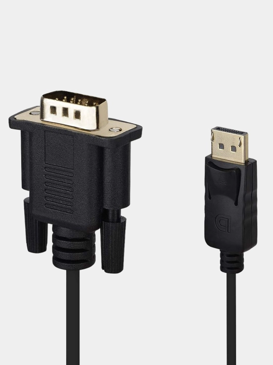 DisplayPort → VGA kabel 1.8 m, Full HD 1080p, qora, chipli