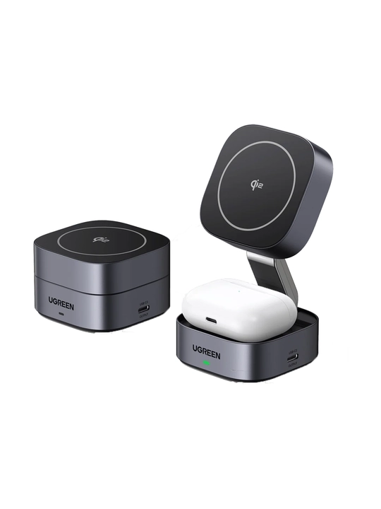 UGREEN MagFlow 2-in-1 Qi2 25 Vt magnit simsiz zaryadlash uskunasi