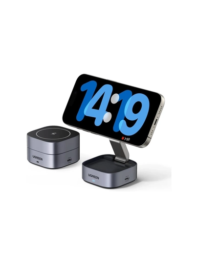 UGREEN MagFlow 2-in-1 Qi2 25 Vt magnit simsiz zaryadlash uskunasi