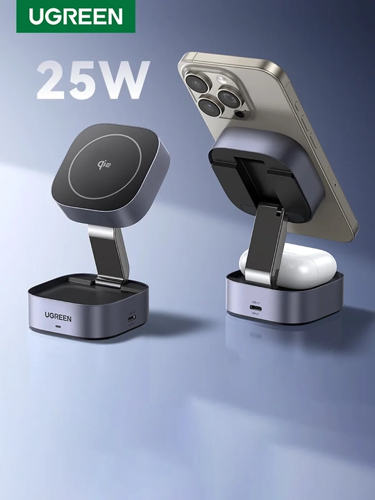 Беспроводное зарядное устройство UGREEN MagFlow 2-in-1 Qi2 25W Magnetic - 