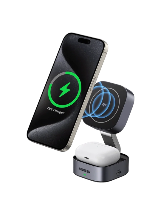 UGREEN MagFlow 2-in-1 Qi2 25 Vt magnit simsiz zaryadlash uskunasi