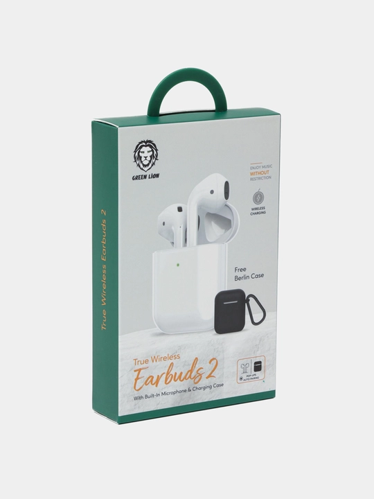 Green Lion TWS Earbuds 2 quloqliklari, simsiz, 9D stereo, oq