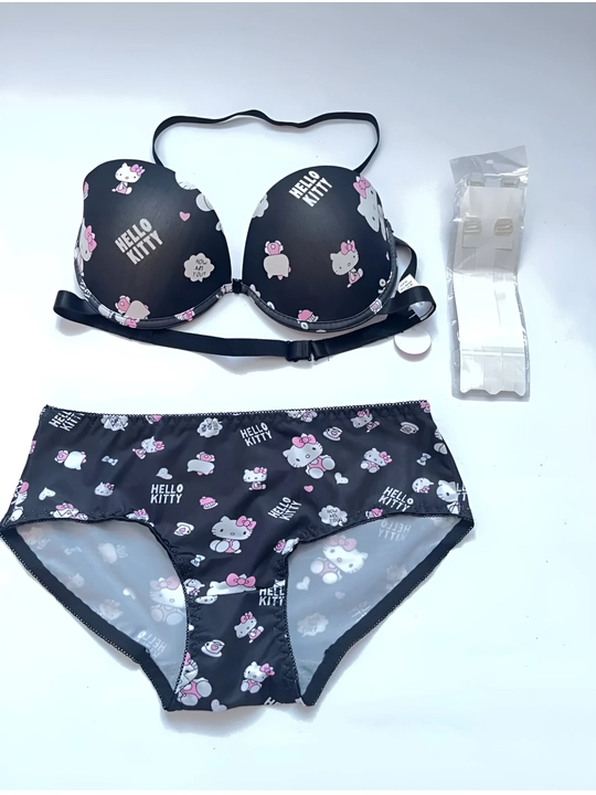 Ayollar va qizlar uchun ichi kiyim to'plam, byustgalter va trusik Hello kitty, S, M, L, XL - 