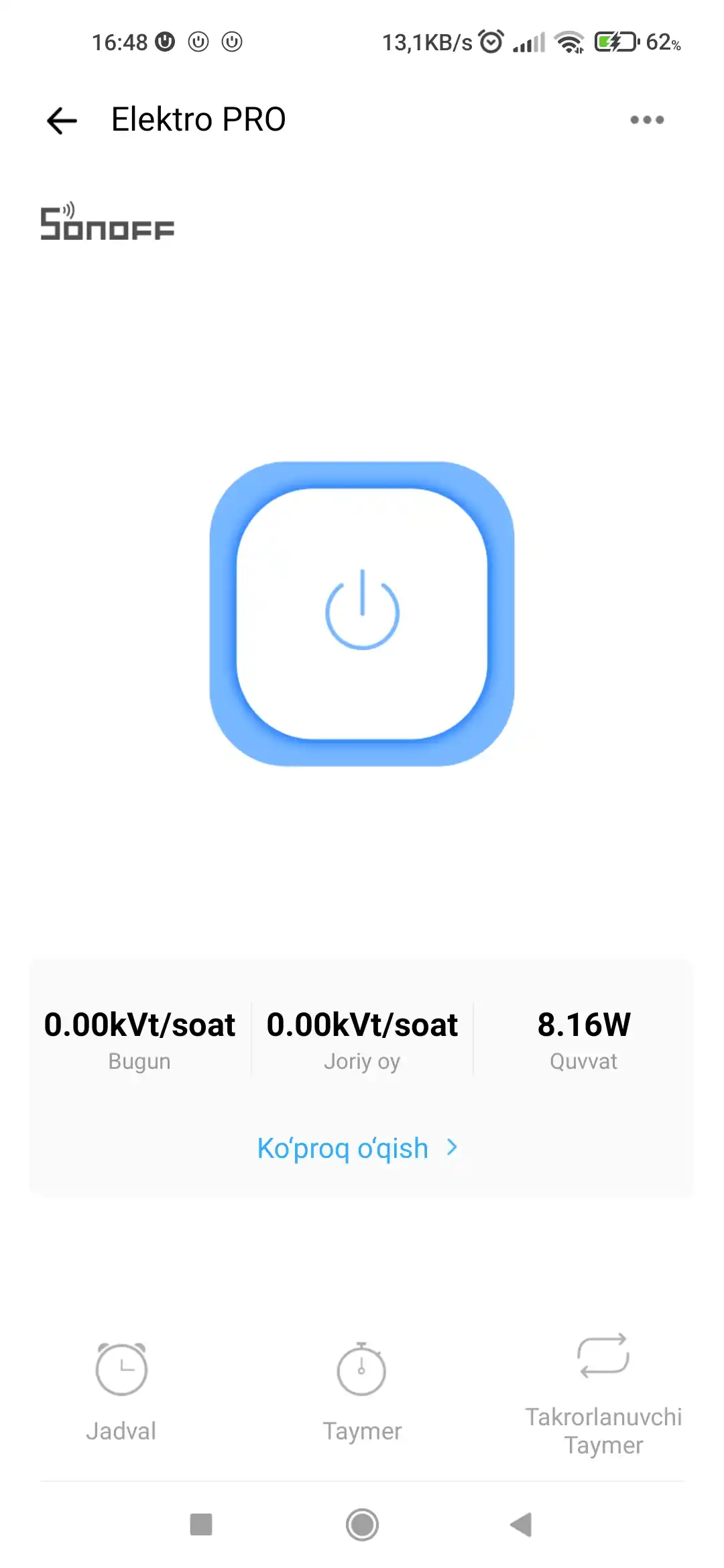 Sonoff POW Elite 20A aqlli elektr energiyasi hisoblagichi