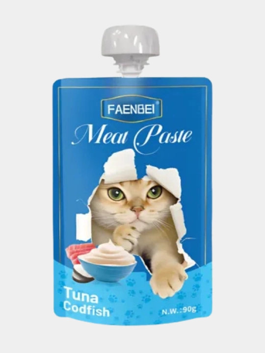 Faenbel mushuk va mushukcha taomlari, tabiiy pyuresi, orkinos va treska, 90 g - 