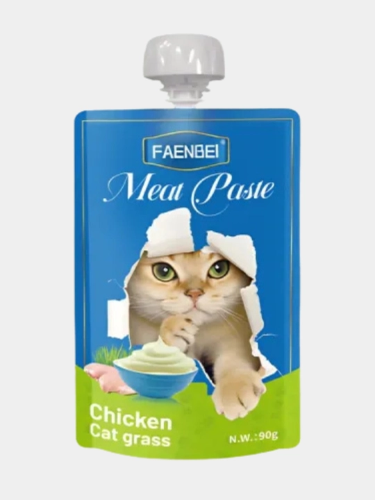 Faenbel mushuk va mushukcha shirinliklari, tabiiy pyuresi, tovuq va mushukcha, 90g - 