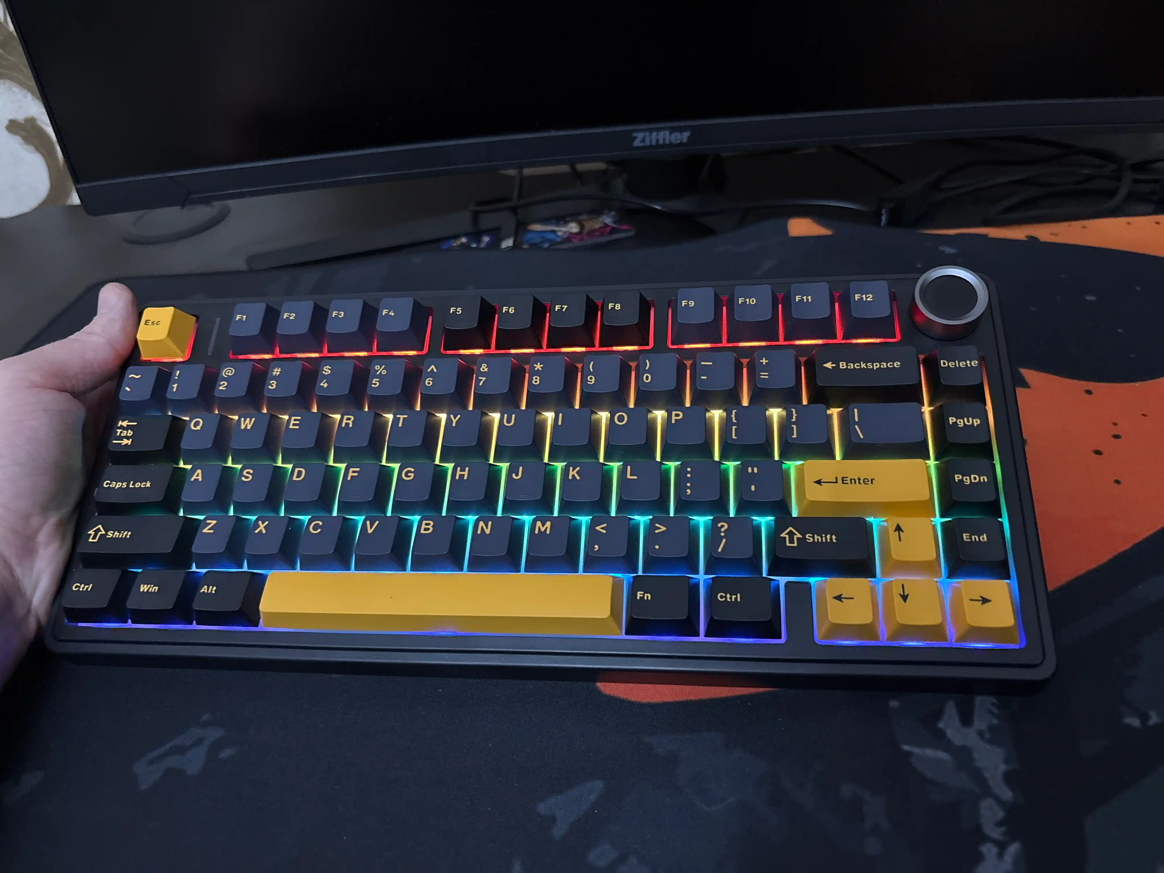 Aula F75 Simsiz + Bluetooth HotSwap, mexanik, o‘yin klaviaturasi, RGB, qora