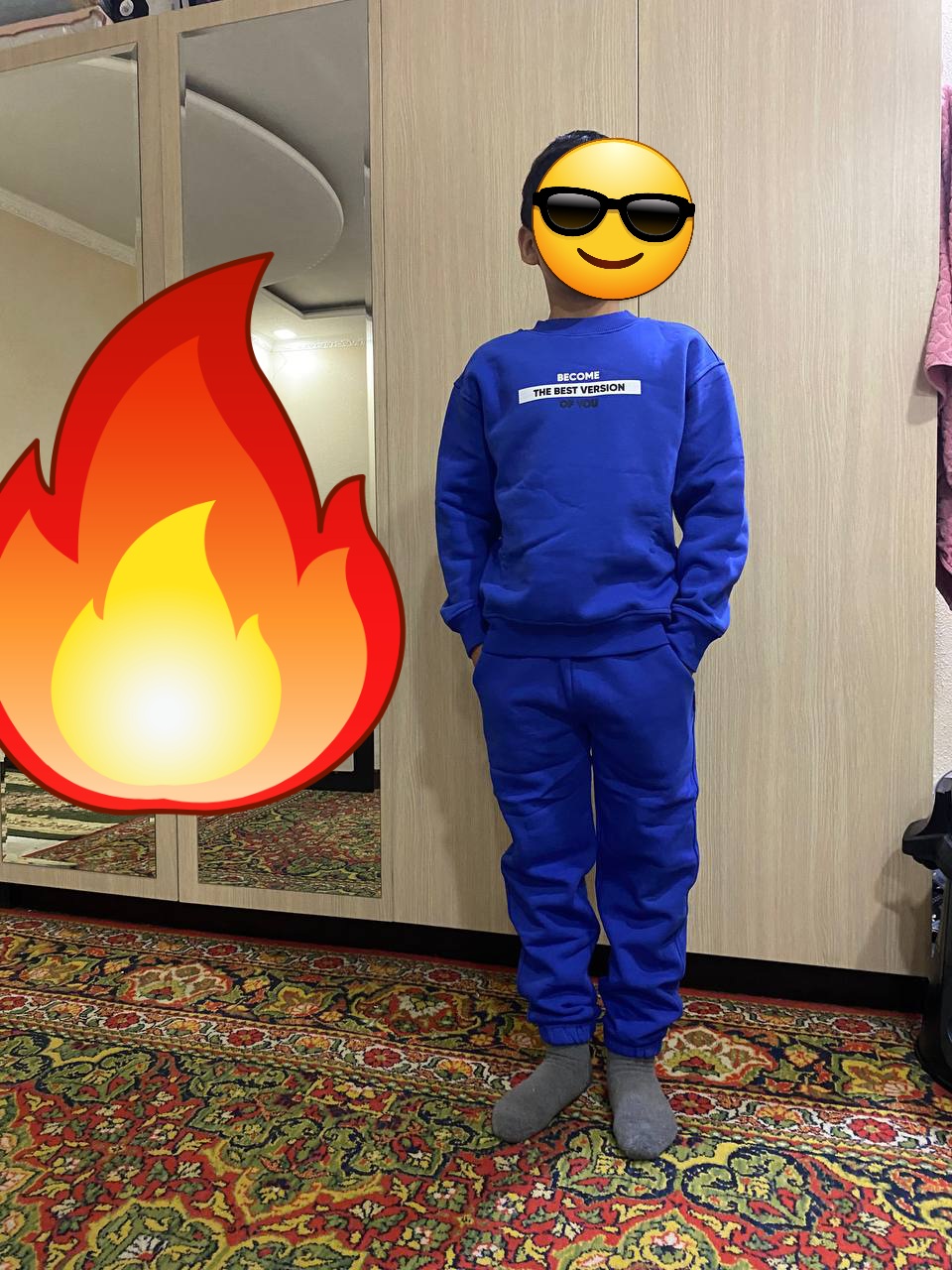 Sport kostyum, qalinlashtirilgan, o'g'il va qizlar uchun to'plam, yumshoq 