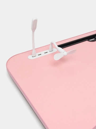 Стол для ноутбука и подготовки к урокам, с 4 USB-портами — IGRUSIK-PRTAUSB-РОЗОВ