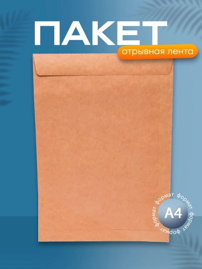 Пакет В4 250х353, крафт, 90г/м2, отрывная лента 5 штук — DELISTO-P11203D-СИНИЙ