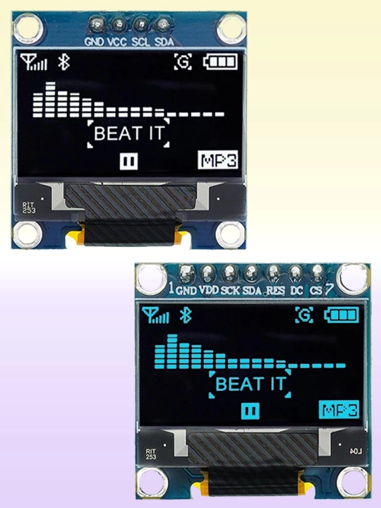 Arduino uchun ixcham OLED grafik displeylari, I2C/IIC, diagnali 0.91'/0.96'/1.3'