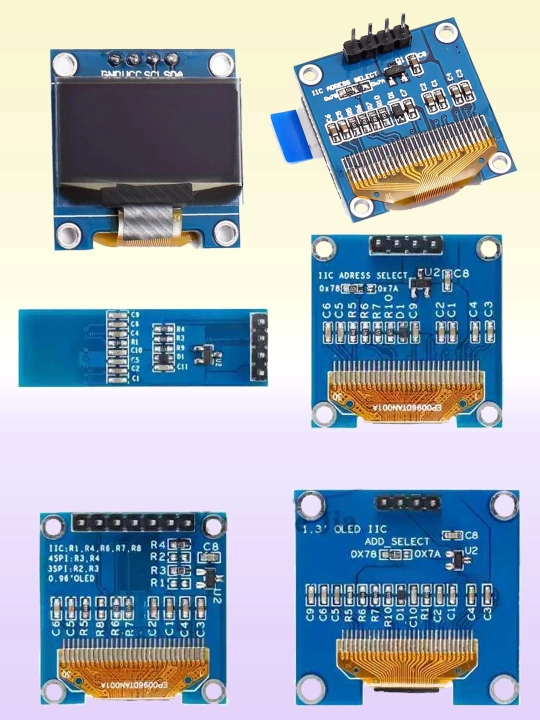 Arduino uchun ixcham OLED grafik displeylari, I2C/IIC, diagnali 0.91'/0.96'/1.3'