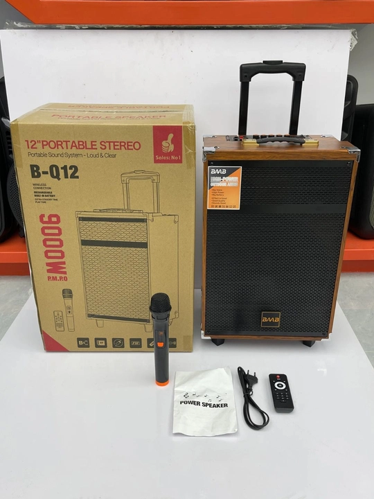 Karaoke Bluetooth kolonka BAAB 8/12 — 2 ta simsiz mikrofon va pult bilan, kuchli ovoz