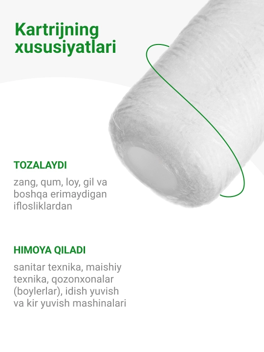 Sovuq suv uchun PPY 5 - 20SL kartrij mexanikasi, polipropilen ip, axloqsizlikdan