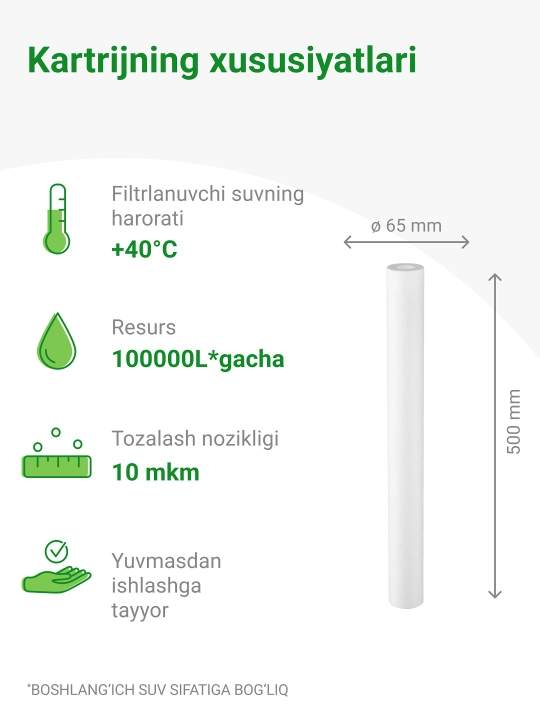 Картридж механика PP 10 - 20SL для холодной воды, полипропилен, от грязи, от ржавчины