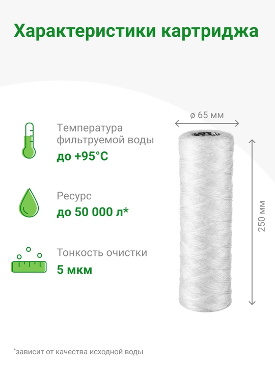 Картридж механика PYP/S 5 - 10SL для горячей и холодной воды, полипропиленовая нить