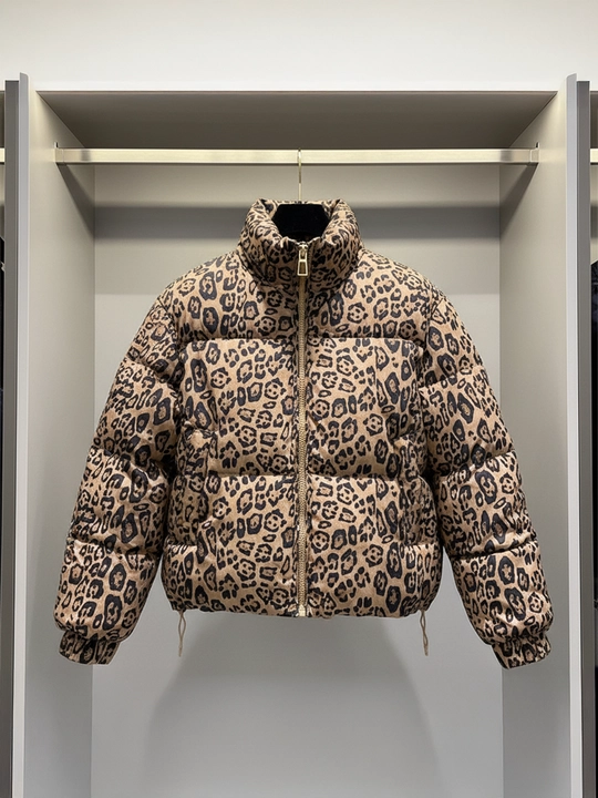 Ayollar uchun leopard naqshli issiq kurtka