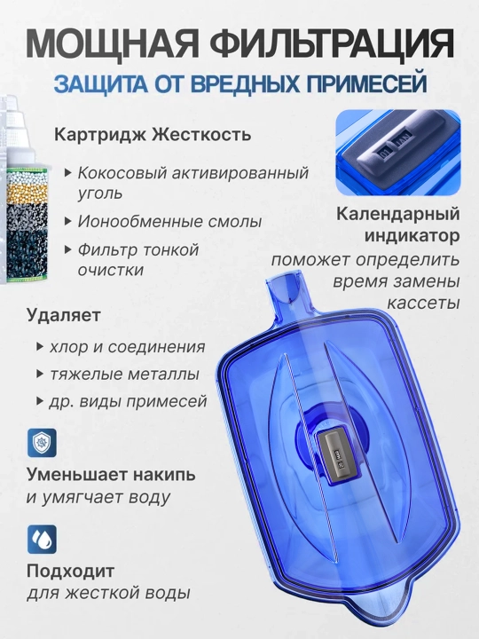 Фильтр очистки воды для дома, кухни, кувшин с картриджем, кассетой Барьер Гранд Нео, 4.2 л