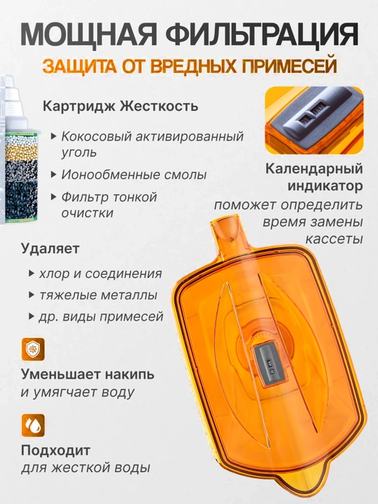 Фильтр очистки воды для дома, кухни, кувшин с картриджем, кассетой Барьер Гранд Нео, 4.2 л