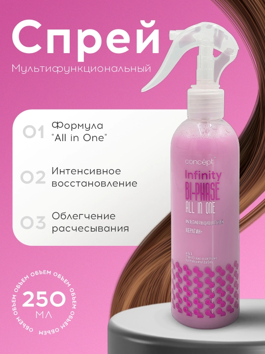 Спрей для волос Concept, с кератином, увлажняющий, универсальный, для окрашенных волос
