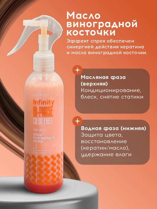 Спрей для волос Concept, с кератином, увлажняющий, универсальный, для окрашенных волос