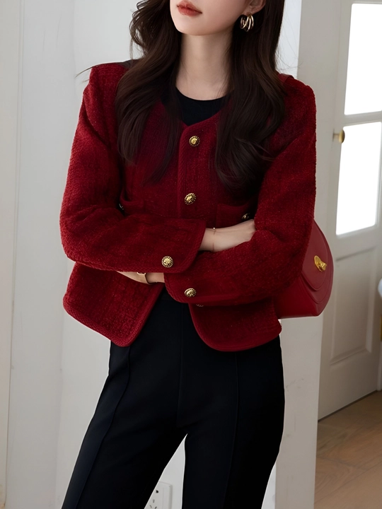 Ayollar uchun jaket, pidjak, uzun yengli, tugmali, klassik