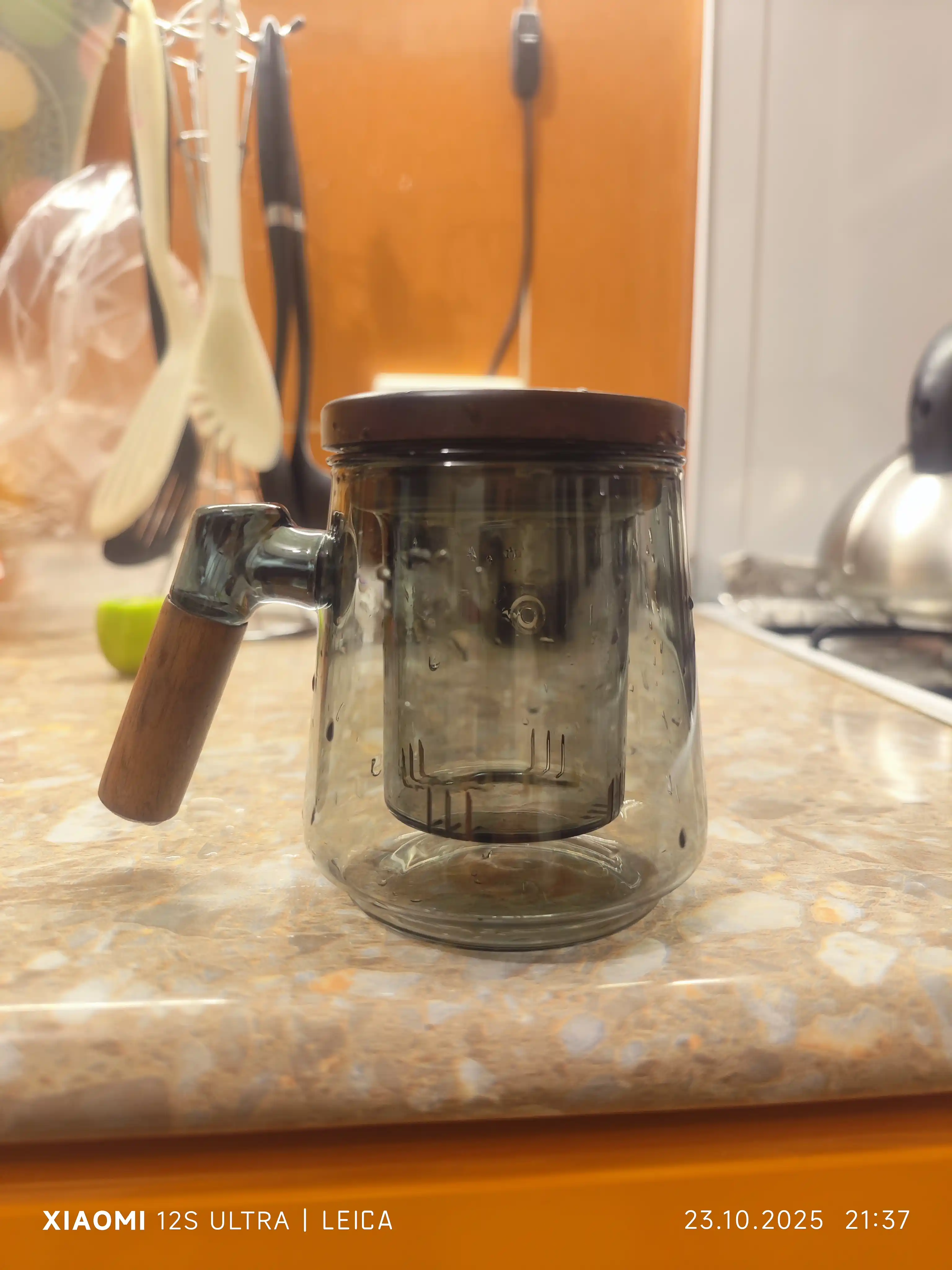 Choy damlash uchun krujka, qopqoq va filtr-damlagich bilan 500 ml