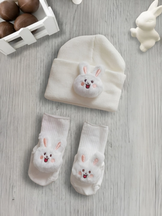 Qishki bolalar to'plami 0 oydan 12 oygacha bo'lgan shlyapa va paypoqlar - 