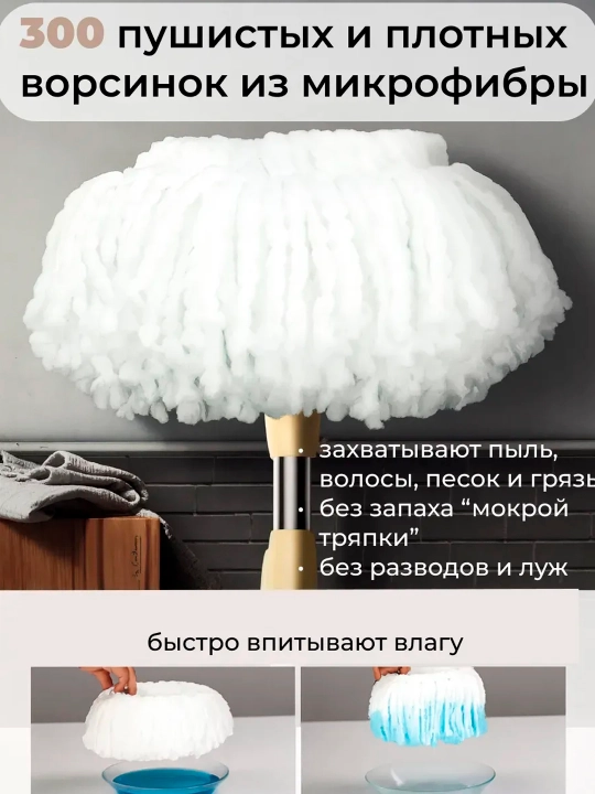 Turbo Smart chelak shvabra, aylanadigan, nam tozalash uchun, mikrofiberli
