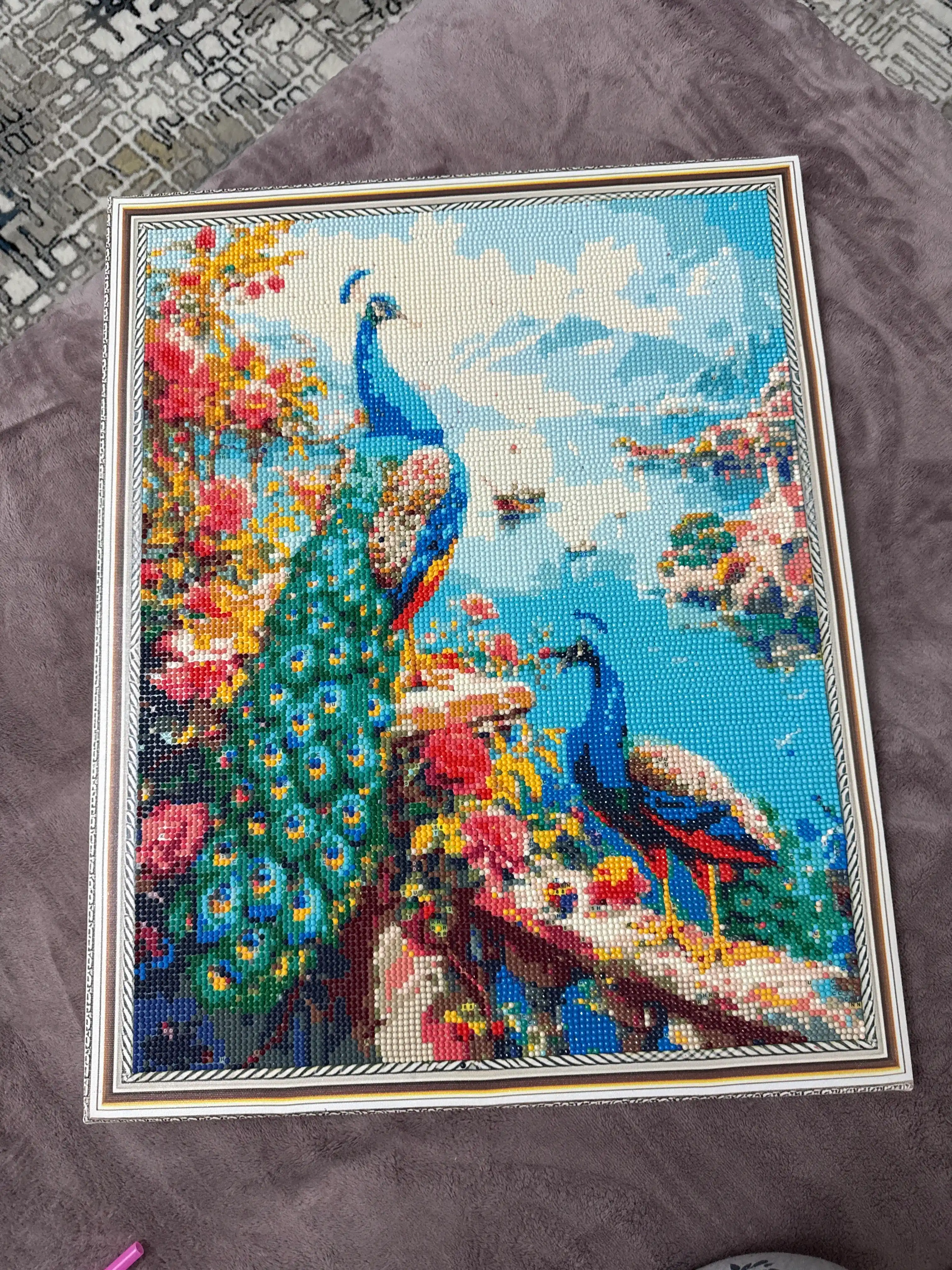 Olmosli mozaika, almazniy mazayka "HAYVONLAR" mavzusida, ramkaga tortilgan, 40*50 sm
