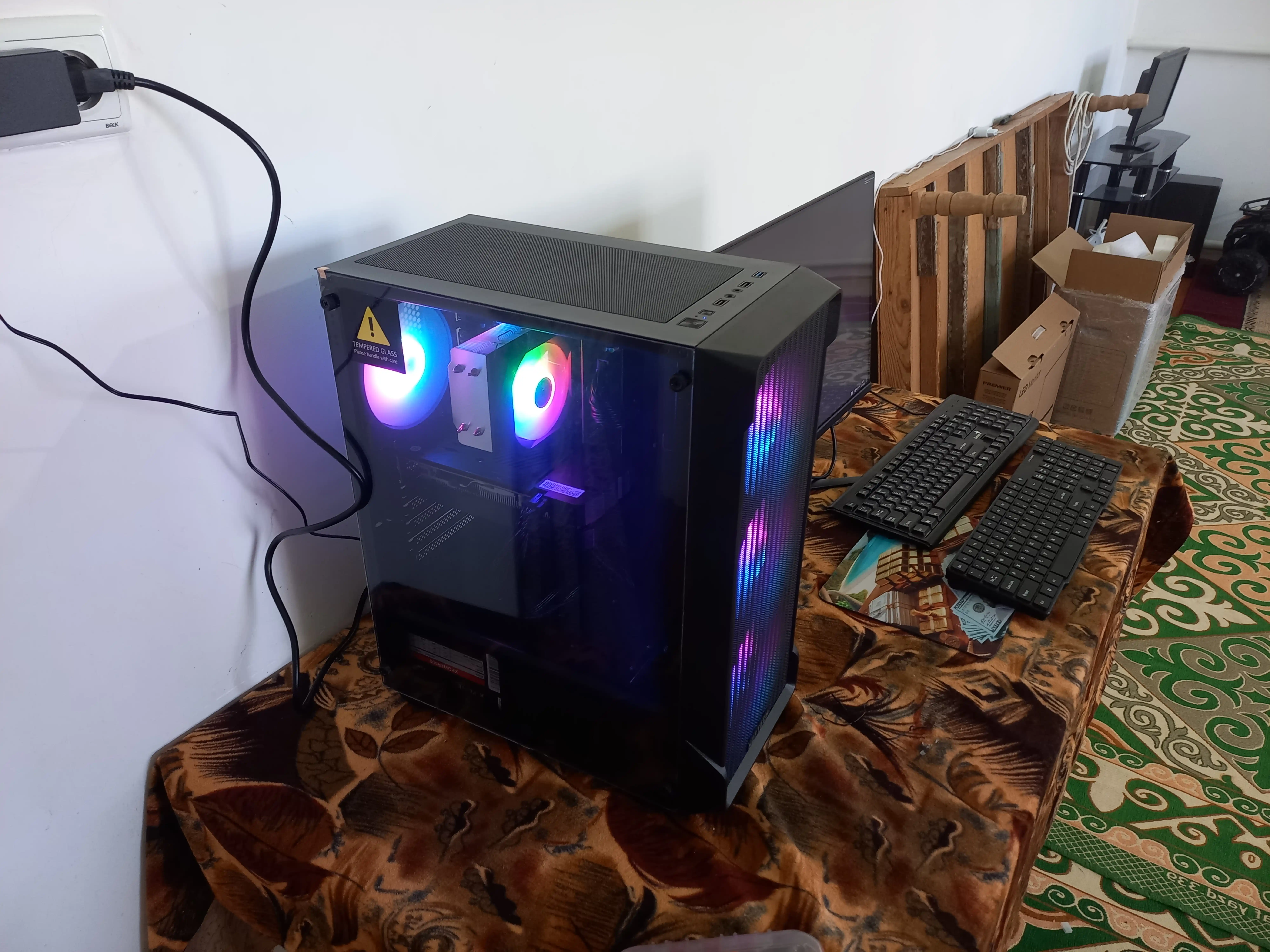 Core i5 12400F o‘yin kompyuteri, 16GB DDR4, 512 GB SSD NVMe, RTX5050 8GB, RTX3060 12GB
