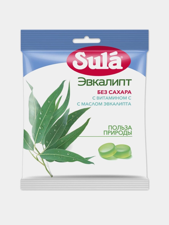 Karamel konfet Sula Evkalipt shakarsiz, 60 g