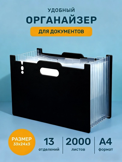 Папка-портфель, пластик, 13- разрядная, с ручкой — IUU3-IU3S075-ХРОМ