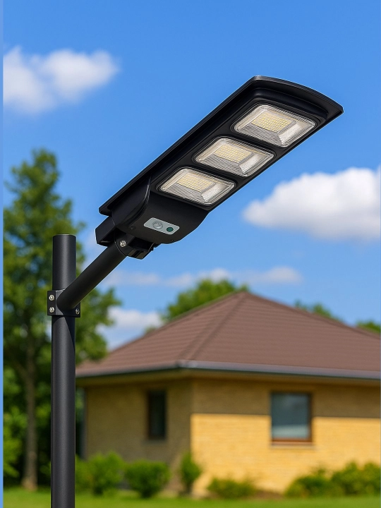 Quyosh batareyali proektor chiroq bog‘ va ko‘cha uchun, IP65, sensor va pult bilan - 