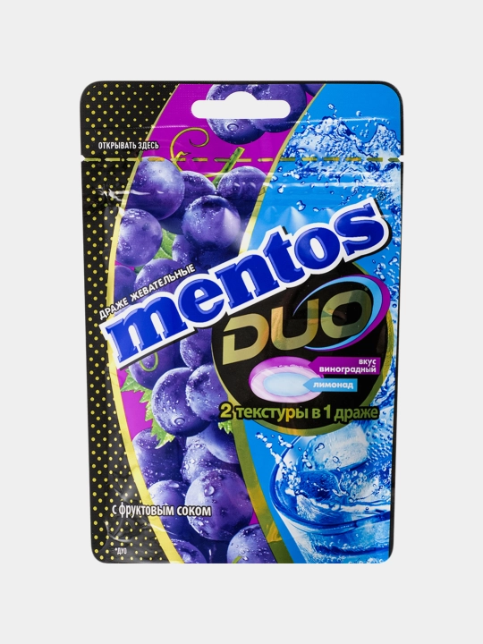 Mentos Duo Soda Grape chaynash drajeysi, 45 g × 10 dona - 