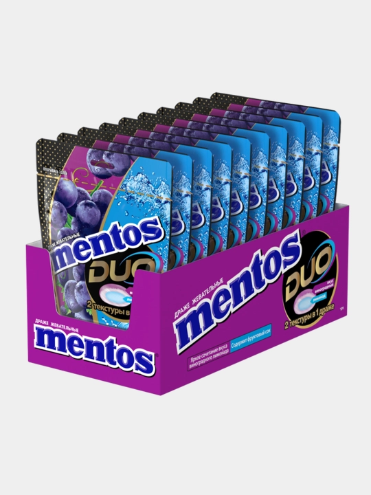 Mentos Duo Soda Grape chaynash drajeysi, 45 g × 10 dona