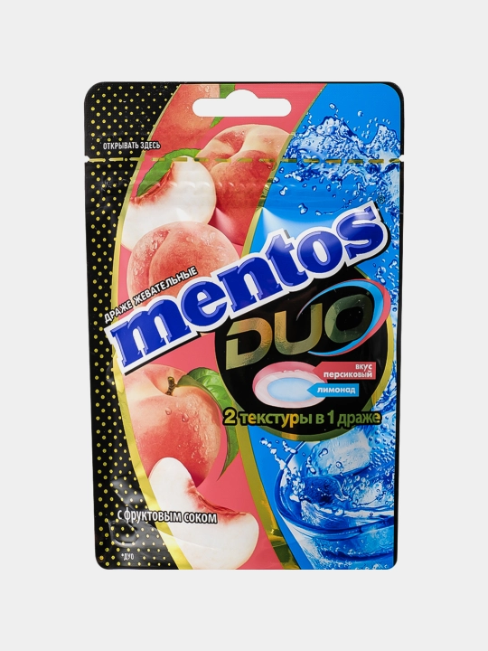 Mentos Duo Soda Peach chaynash drajeysi, 45 g × 10 dona - 