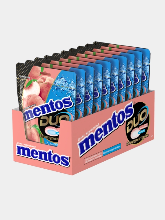 Mentos Duo Soda Peach chaynash drajeysi, 45 g × 10 dona