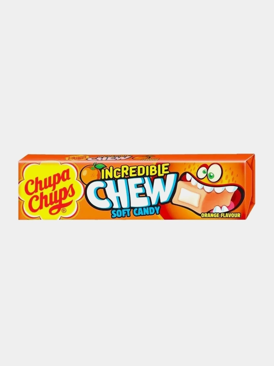 Chupa Chups Incredible Chew chaynaladigan konfetlari Apelsin, 47 g, 12 dona - 