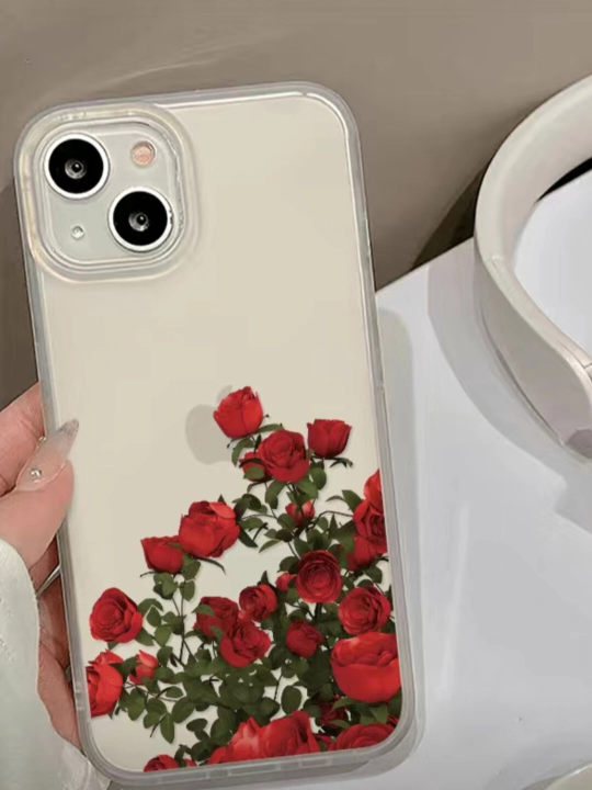 Чехол с красными розами для iPhone, прозрачный чехол с розами - 