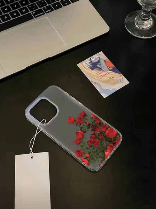 Чехол с красными розами для iPhone, прозрачный чехол с розами