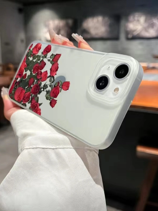 Чехол с красными розами для iPhone, прозрачный чехол с розами