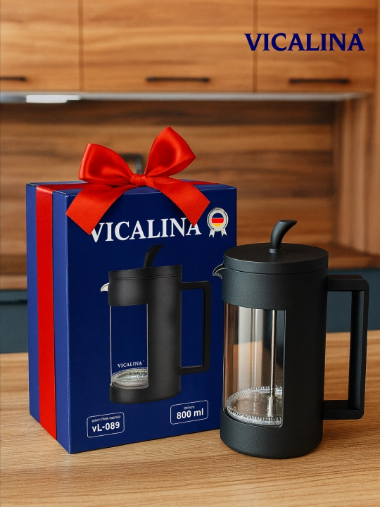 Френч-пресс Vicalina, стеклянный заварочный чайник для чая и кофе