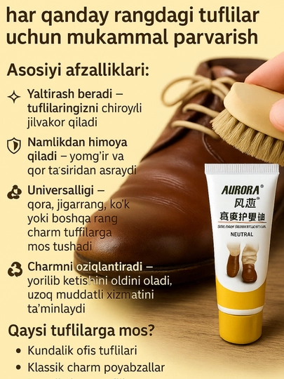 Ko'ja kraska, tufli moy, poyabzal uchun krem, bo‘yoq qora, oq, jigarrang rang