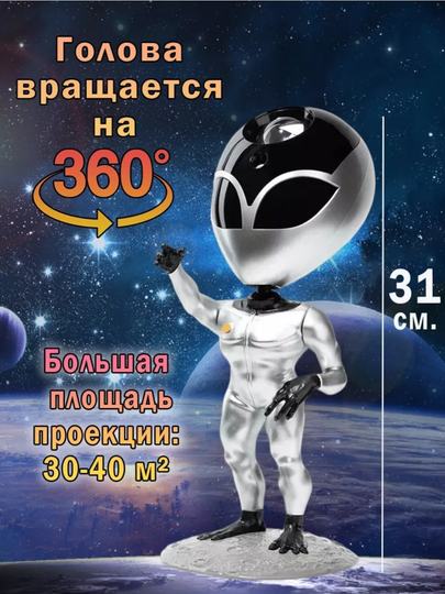 Bolalar va kattalar uchun tungi chiroq proyektor "Yulduzli osmon Kosmonavt", kosmik