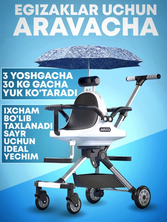Ikki o'rindiqli egizaklar uchun aravacha - 