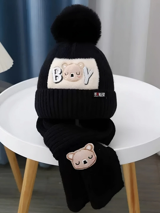 O‘g‘il va qiz bolalar uchun qishki qalpoq va sharf, 6 oydan 2 yilgacha - 