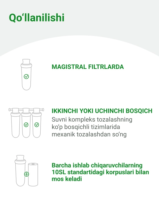 Картридж угольный Гейзер КУ - 10SL, защита от тяжелых металлов и хлора, (15 000 л)