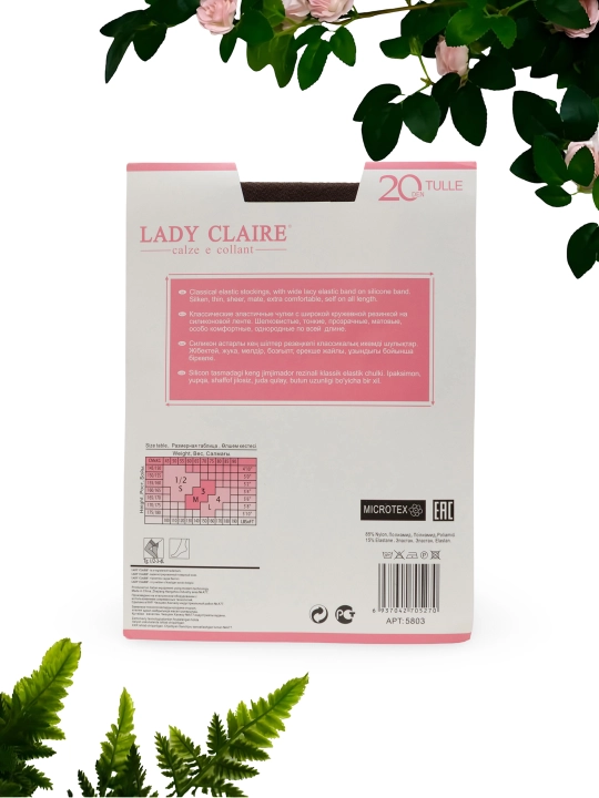 Tyuldan elastik ayollar mat paypoqlari, LADY CALIRE, 20 DEN